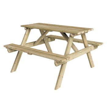 4 Feet Traditional Outdoor 4 Seater Picnic Table - Wooden - L120 x W120 x H71 cm - Natural Timber Finish