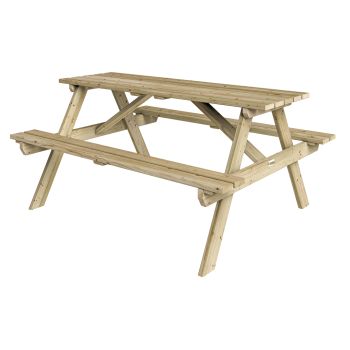 5 Feet Traditional Outdoor 6 Seater Picnic Table - Wooden - L120 x W150 x H71 cm - Natural Timber Finish