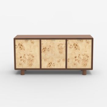 Urban Burl Three Doors Cabinet - Mango Wood/MDF/Veneer - L145 x W45 x H70 cm - Walnut