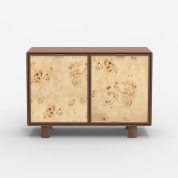 Urban Burl Two Doors Cabinet - Mango Wood/MDF/Veneer - L100 x W45 x H70 cm - Walnut