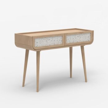 Oxy Two Drawer Console Table - Mango Wood/MDF/Veneer - L110 x W35 x H76 cm - Natural