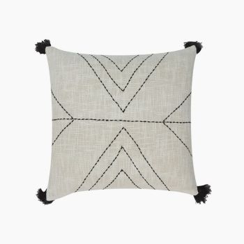 Parin Geometric Embroidered Cushion - Cotton - L50 x W50 x H1 cm - Black