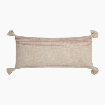 Zain Slub Striped Cushion - Feather Filler - L30 x W70 x H1 cm - Coral/Off White