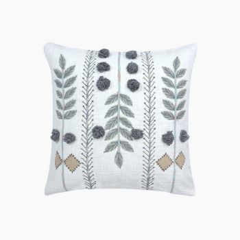 Gianna Fresh Embroidered Cushion - Cotton - L50 x W50 x H1 cm - Green