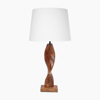 Imogen Table Lamp - Acacia Wood - L36 x W36 x H71 cm - Brown/Ivory