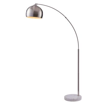  Arquer Arc Floor Lamp With Marble Base, Nickle Finished Shade - Nickle Shade / White Marble Base - 110 x 173 x 173 cm