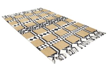 Veera Rectangular Shaped Handwoven Pile Rug - Wool/Cotton - L200 x W140 x H1 cm - Brown