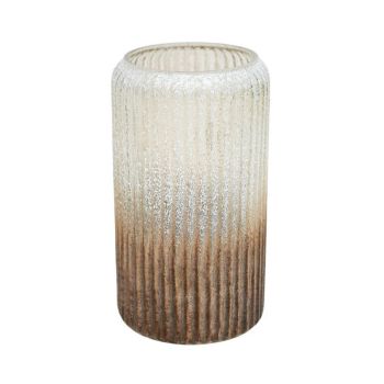 Verre Frosted Ribbed Vase - Glass - L14.5 x W14.5 x H25 cm - Gold