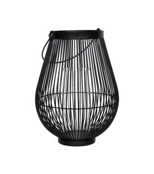 Venere Lantern with Glass Insert - Metal - L26 x W26 x H33.5 cm - Black