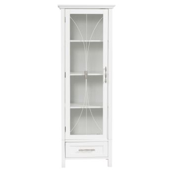 Delaney Wooden Linen Cabinet with Drawer - White - 34 x 123 x 123 cm