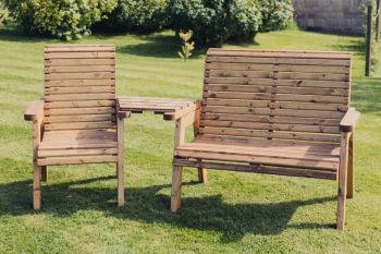 Valley Trio Set - Timber - L100 x W170 x H95 cm - Garden Furniture - Fully Assembled