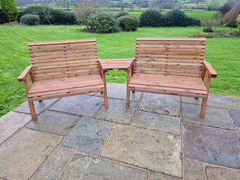 Valley 4 Seat Set 2X2B Angled Tray - Timber - L100 x W280 x H95 cm - Garden Furniture - Fully Assembled