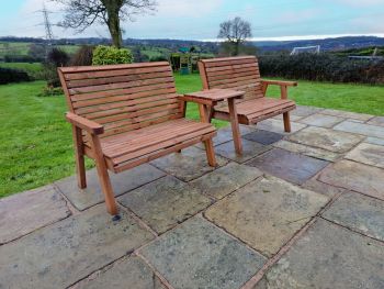 Valley 4 Seat Set 2X2B Straight Tray - Timber - L100 x W280 x H95 cm - Garden Furniture - Fully Assembled