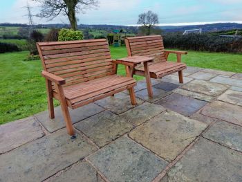Valley 4 Seat Set 2X2B Straight Tray - Timber - L100 x W280 x H95 cm - Garden Furniture - Fully Assembled