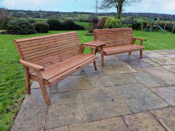Valley 6 Seat Set 2X3B Angled Tray - Timber - L100 x W330 x H95 cm - Garden Furniture - Fully Assembled