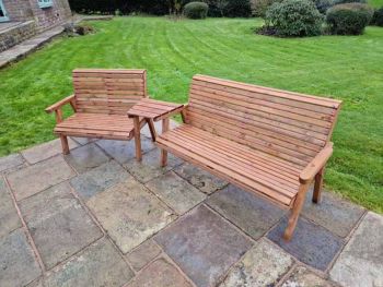 Valley 5 Seat Set 1X2B 1X3B Angled Tray - Timber - L100 x W215 x H95 cm - Garden Furniture - Fully Assembled