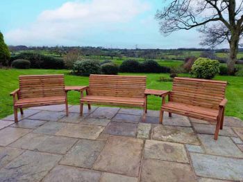 Valley 7 Seat Set 1X3B 2 X 2B Angled Tray - Timber - L100 x W360 x H95 cm - Garden Furniture - Fully Assembled