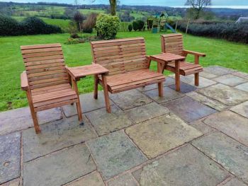 Valley 4 Seat Set 1X2B 2XC Straight Tray - Timber - L100 x W310 x H95 cm - Garden Furniture - Fully Assembled