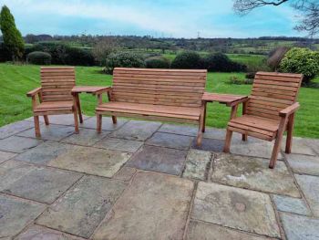Valley 5 Seat Set 1X3B 2XC Angled Tray - Timber - L100 x W290 x H95 cm - Garden Furniture - Fully Assembled