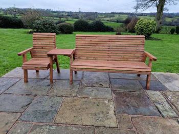 Valley 4 Seat Set 1XC 1X3B Straight Tray - Timber - L100 x W270 x H95 cm - Garden Furniture - Fully Assembled