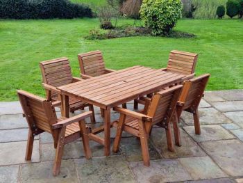 Valley 6 Seater Set 6XC - Timber - L220 x W330 x H95 cm - Garden Furniture - Minimal Assembly Required