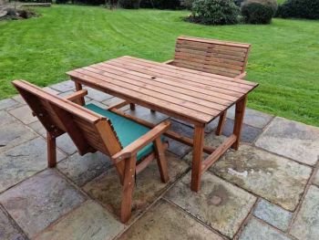 Valley 4 Seat Set 2X2B Table - Timber - L220 x W180 x H95 cm - Garden Furniture - Minimal Assembly Required