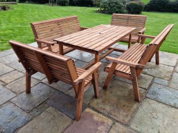 Valley Seat 10 Set 2X2B 2X3B Table - Timber - L220 x W330 x H95 cm - Garden Furniture - Minimal Assembly Required