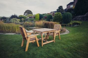 Valley 2 Seat Bistro Set 2XC Table - Timber - L99 x W190 x H95 cm - Garden Furniture - Minimal Assembly Required