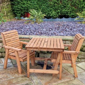 Valley 2 Seat Bistro Set 2XC Table - Timber - L99 x W190 x H95 cm - Garden Furniture - Minimal Assembly Required
