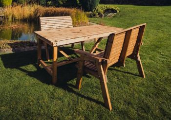 Valley 4 Seat Set 2X2B Table - Timber - L99 x W113 x H95 cm - Garden Furniture - Minimal Assembly Required