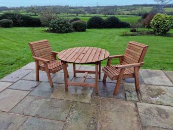 Valley 2 Seat Round Set 2XC - Timber - L113 x W220 x H95 cm - Garden Furniture - Minimal Assembly Required
