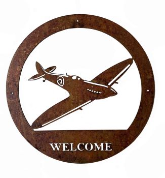 Spitfire Large Wall Art (WA06R) - Steel - W49.5 x H49.5 cm - Bare Metal/Ready to Rust