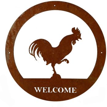 Cockerel Small Wall Art - With Text BM/RtR - Steel - W29.5 x H29.5 cm