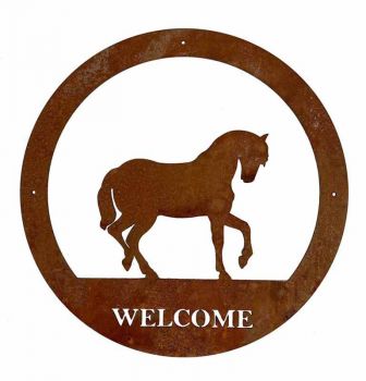 Horse Welcome Wall Art - Small - Steel - W29.5 x H29.5 cm