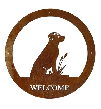 Labrador Small Wall Art - With Text BM/RtR - Steel - W29.5 x H29.5 cm