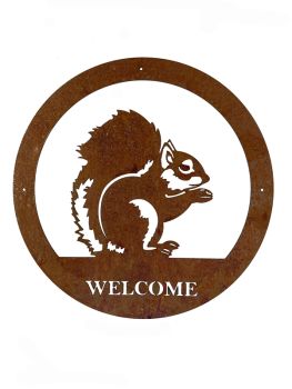 Squirrel Small Wall Art - With Text BM/RtR - Steel - W29.5 x H29.5 cm