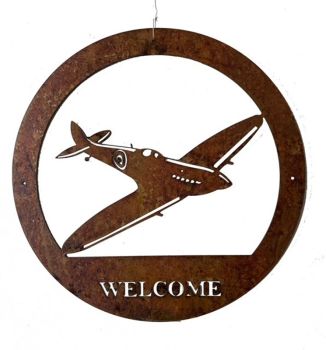 Spitfire Small Wall Art - With Text BM/RtR - Steel - W29.5 x H29.5 cm