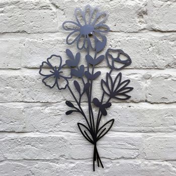 Summer Bouquet Wall Art - Bare Metal/Ready to Rust - W30 x H50 cm