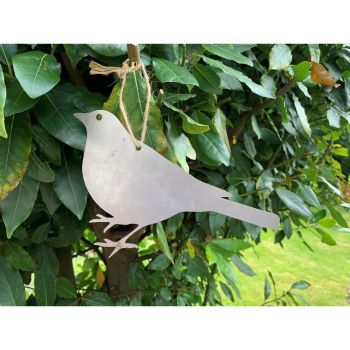 Hanging Blackbird Garden Art (Pack of 3) - Bare Metal/Ready to Rust - W20 x H15 cm