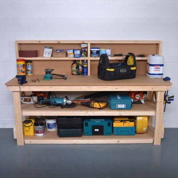 Work Bench with Back Panel 4Ft + Shelf - MDF