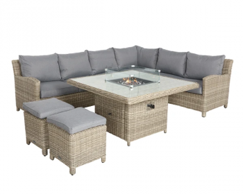 Wentworth 7 Pc Deluxe Modular Corner Dining / Lounging Set - Synthetic Rattan - H68 x W120 x L120 cm - Beige