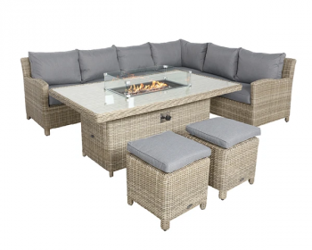 Wentworth 7 Pc Deluxe Modular Corner Dining / Lounging Set - Synthetic Rattan - H68 x W170 x L100 cm - Beige