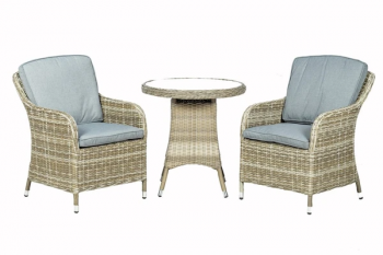 Wentworth 2 Seater Round Imperial Bistro Set - Synthetic Rattan - H74 x W70 x L70 cm - Beige