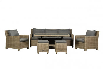 WENTWORTH 7 Seater 6pc Sofa Dining Set with Adjustable Height Table 