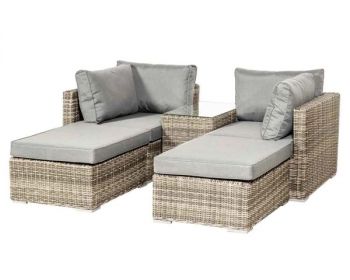Wentworth 4 Seater Multi Relaxer Set with Cushions - Synthetic Rattan - H52 x W75 x L40 cm - Natural
