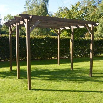 Garden Pergola 6 Post - L480 x W480 x H270 cm - Rustic Brown