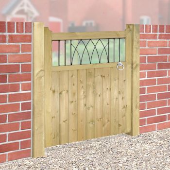 Windsor Low Single Garden Gate - Pressure Treated Scandinavian Redwood - W1050 x H1200 mm