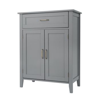  Mercer Mid Century Modern Wooden Floor Storage Cabinet - Grey - 33 x 85 x 85 cm