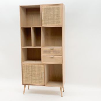 Display Cabinet - Wood - L40 x W92 x H189 cm - Light Brown