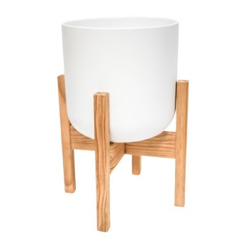 Lisbon Pot and Stand - Ceramic - D26 cm - White